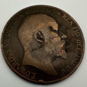 Vintage Coins - 1907 UK Great Britain Penny King Edward VII